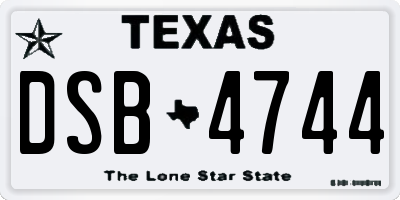 TX license plate DSB4744