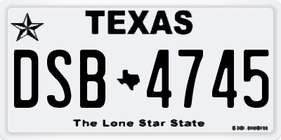 TX license plate DSB4745