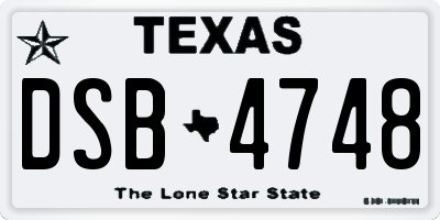 TX license plate DSB4748