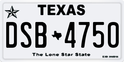 TX license plate DSB4750