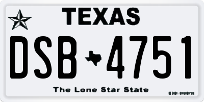 TX license plate DSB4751