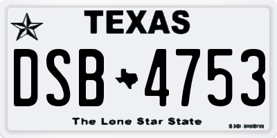 TX license plate DSB4753