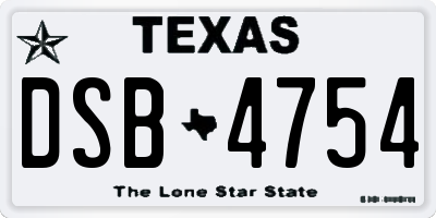 TX license plate DSB4754