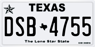 TX license plate DSB4755