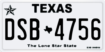 TX license plate DSB4756