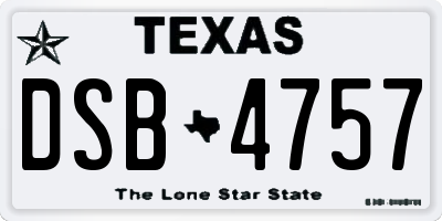 TX license plate DSB4757