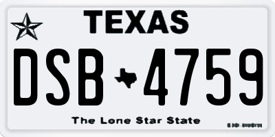 TX license plate DSB4759