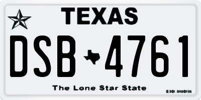 TX license plate DSB4761