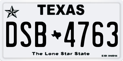 TX license plate DSB4763
