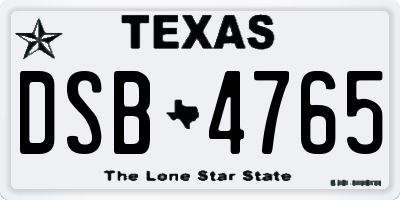 TX license plate DSB4765