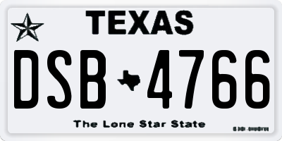 TX license plate DSB4766