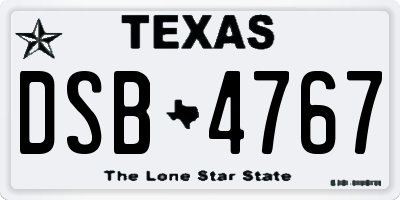 TX license plate DSB4767