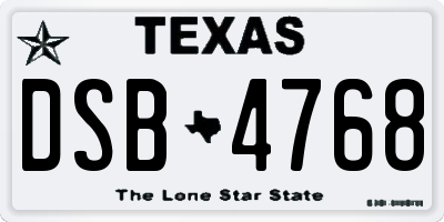 TX license plate DSB4768
