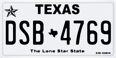 TX license plate DSB4769