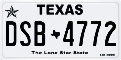 TX license plate DSB4772