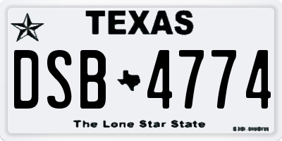 TX license plate DSB4774