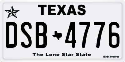 TX license plate DSB4776