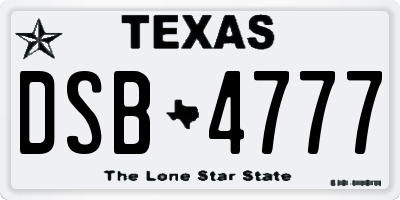 TX license plate DSB4777
