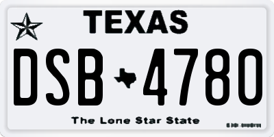 TX license plate DSB4780