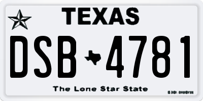 TX license plate DSB4781