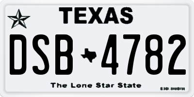 TX license plate DSB4782