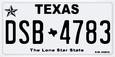 TX license plate DSB4783