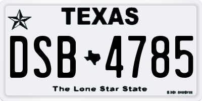 TX license plate DSB4785