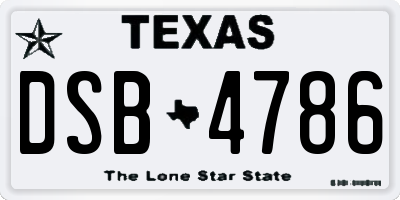 TX license plate DSB4786