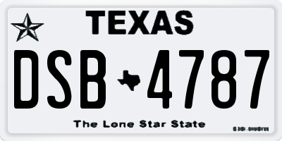 TX license plate DSB4787