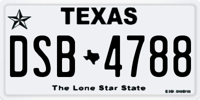 TX license plate DSB4788
