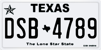 TX license plate DSB4789