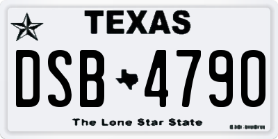TX license plate DSB4790