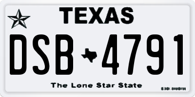 TX license plate DSB4791