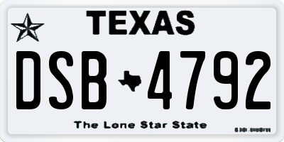 TX license plate DSB4792