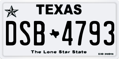 TX license plate DSB4793