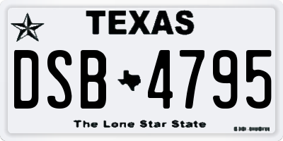 TX license plate DSB4795