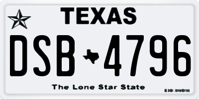 TX license plate DSB4796