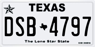 TX license plate DSB4797