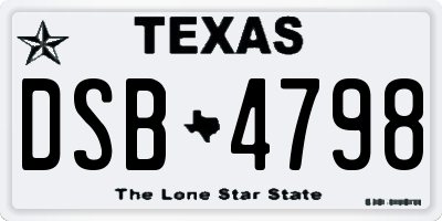 TX license plate DSB4798