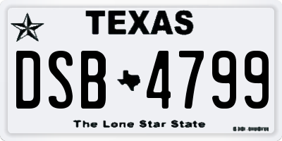 TX license plate DSB4799