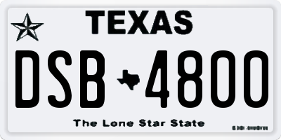 TX license plate DSB4800