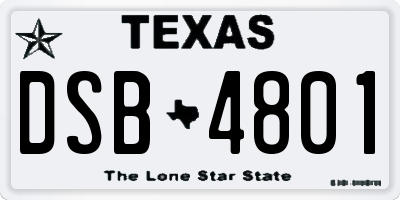 TX license plate DSB4801