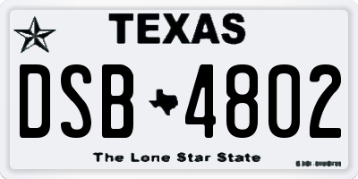 TX license plate DSB4802