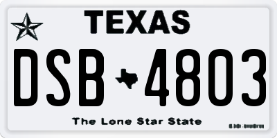 TX license plate DSB4803