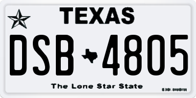 TX license plate DSB4805