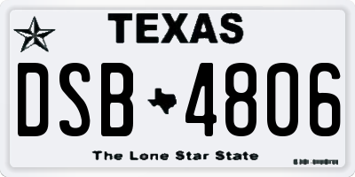 TX license plate DSB4806