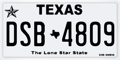 TX license plate DSB4809