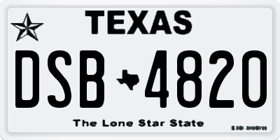 TX license plate DSB4820