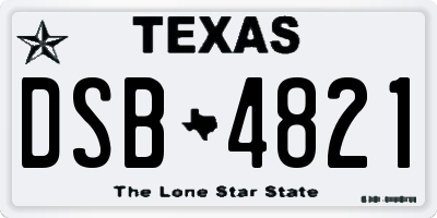 TX license plate DSB4821