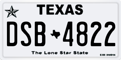 TX license plate DSB4822